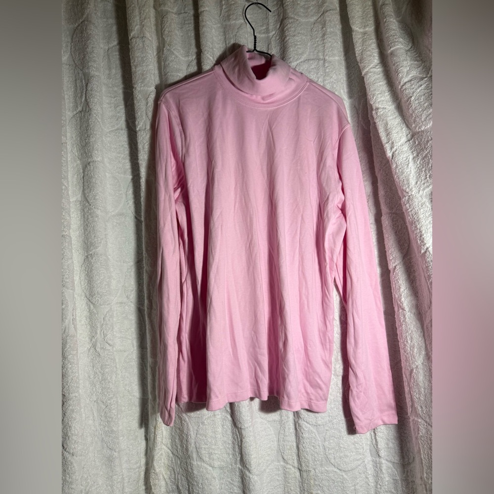VTG White Stag Womens Ribbed Cotton Spandex Soft Mauve Lavender Turtleneck s XL